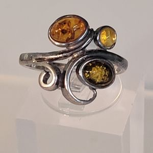 STERLING SILVER GENUINE COGNAC AMBER EARRINGS